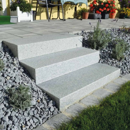 20 x 35 cm Granit-Blockstufen Griys hellgrau